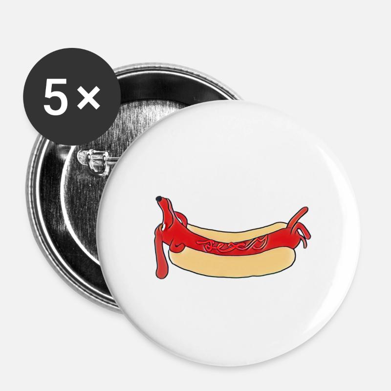 Hot-dog sexy - Lot de 5 petits badges (25 mm) - blanc