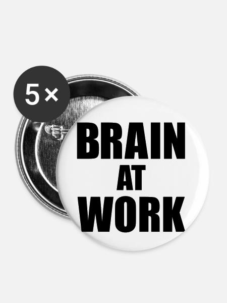 Brain at work - Buttons klein 25 mm (5er Pack) - Weiß