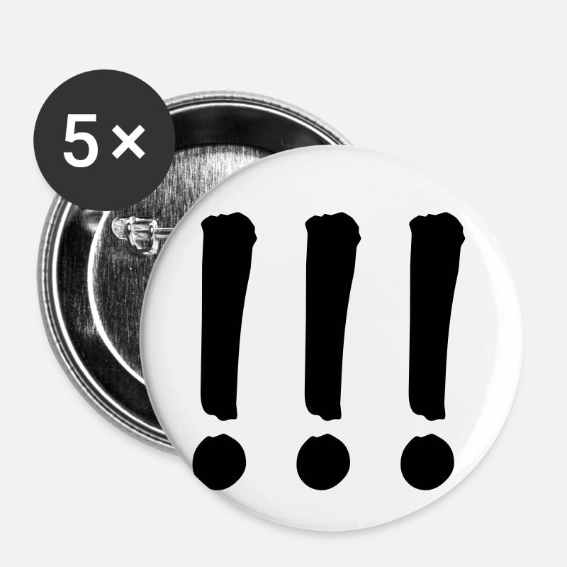 Point d'exclamation Point d'exclamation - Lot de 5 petits badges (25 mm) - blanc