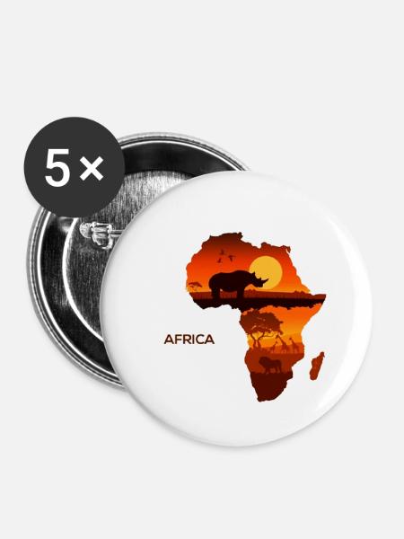 Afrika - Buttons klein 25 mm (5er Pack) - Weiß