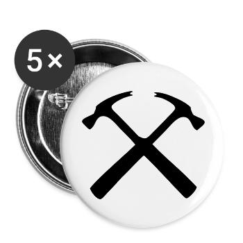 hammer crossed - Buttons small 1''/25 mm (5-pack) - white - Front