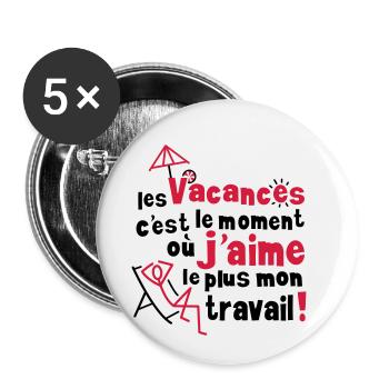Vacances - Lot de 5 petits badges (25 mm) - blanc - Devant