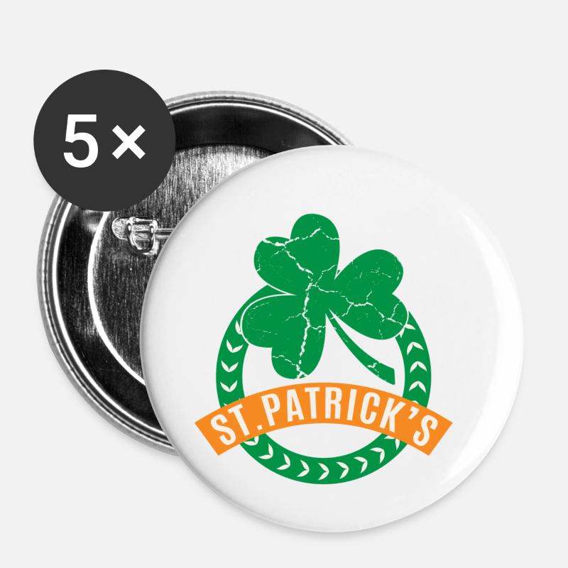 St. Patrick Tag - Buttons klein 25 mm (5er Pack) - Weiß