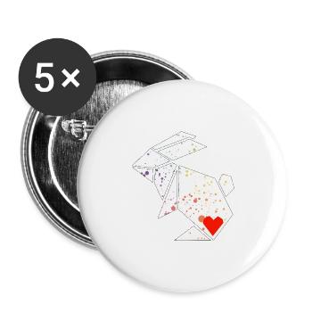 lapin origami - Lot de 5 petits badges (25 mm) - blanc - Devant