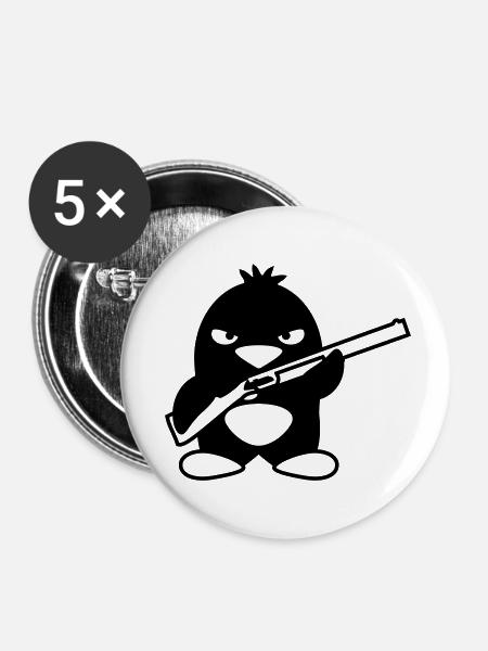 Shotgun Penguin - Buttons klein 25 mm (5er Pack) - Weiß