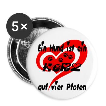 Herz auf vier Pfoten - Buttons klein 25 mm (5er Pack) - Weiß - Vorne