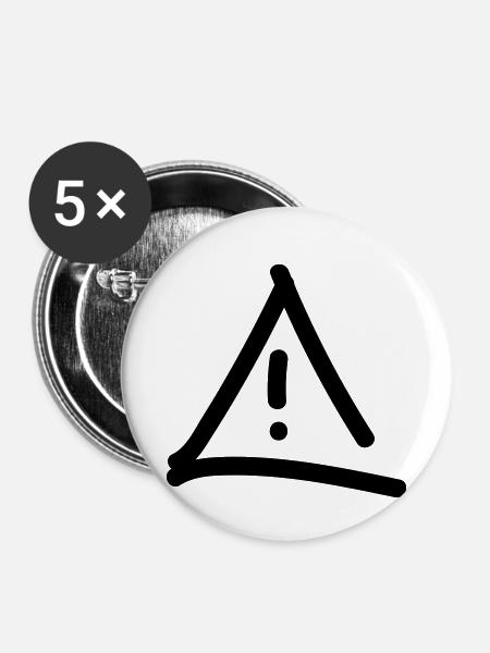 Vorsicht Achtung - Buttons klein 25 mm (5er Pack) - Weiß