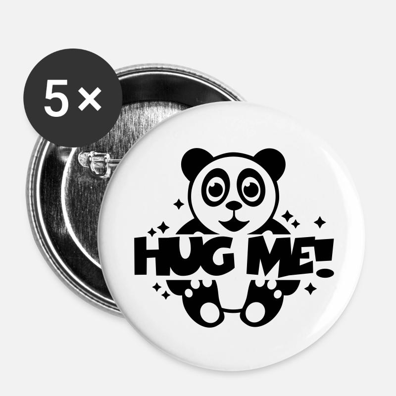 hug_me___f1 - Lot de 5 petits badges (25 mm) - blanc