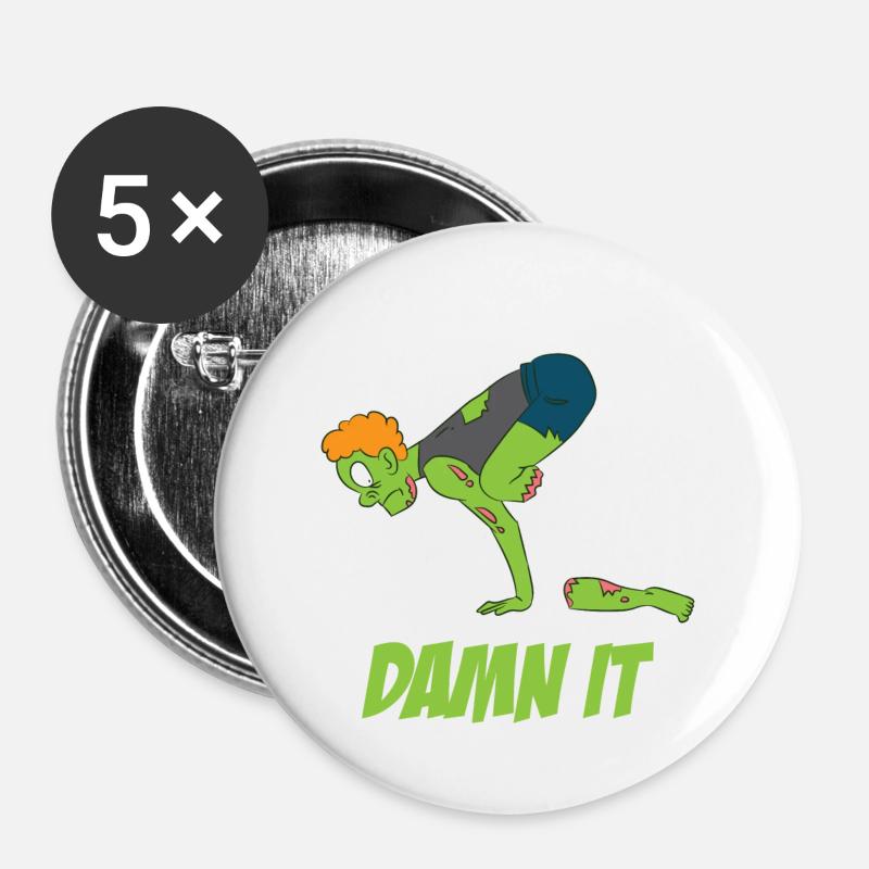 Zombie in crow yoga position - Buttons small 1''/25 mm (5-pack) - white