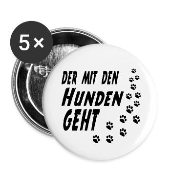 Der mit den Hunden geht - Buttons klein 25 mm (5er Pack) - Weiß - Vorne
