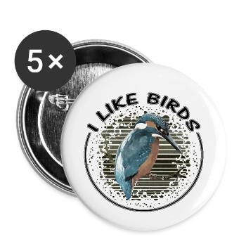 I like birds - Buttons small 1''/25 mm (5-pack) - white - Front