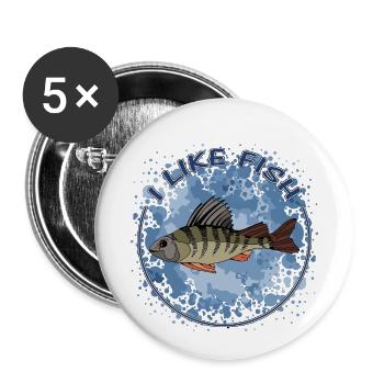 I like fish - Buttons small 1''/25 mm (5-pack) - white - Front