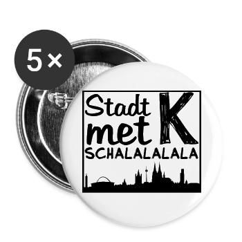 Stadt mit K schalalala Motiv Köln Dom und Skyline - Buttons klein 25 mm (5er Pack) - Weiß - Vorne