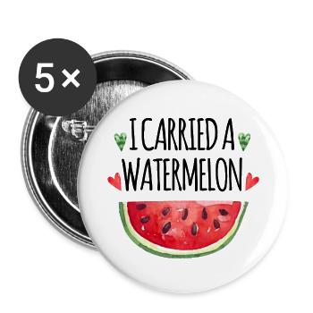 I Carried A Watermelon - Buttons small 1''/25 mm (5-pack) - white - Front
