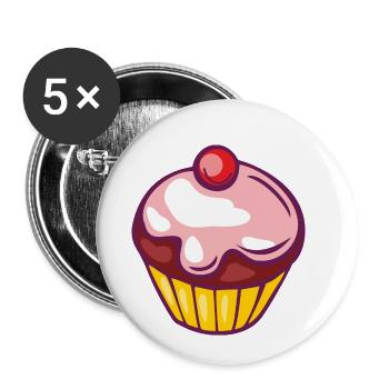 Petit gâteau rose - Lot de 5 petits badges (25 mm) - blanc - Devant