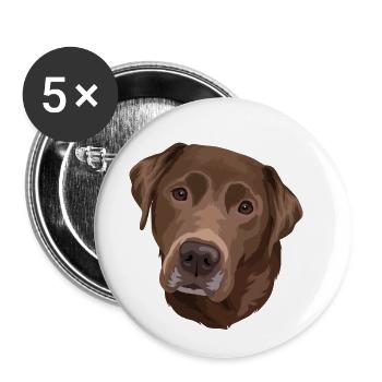Labrador Braun Kopf - Buttons klein 25 mm (5er Pack) - Weiß - Vorne