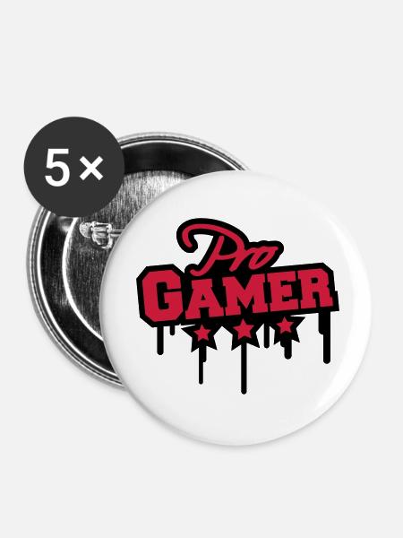 Pro Gamer Graffiti - Buttons klein 25 mm (5er Pack) - Weiß