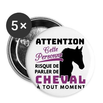 Cheval Shirt - Équitation Cavalier - Poney Cadeaux - Lot de 5 petits badges (25 mm) - blanc - Devant