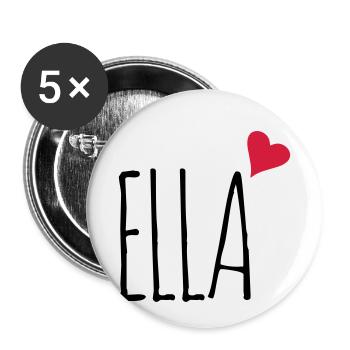 Ella Liebe Herz Geschenk - Buttons klein 25 mm (5er Pack) - Weiß - Vorne