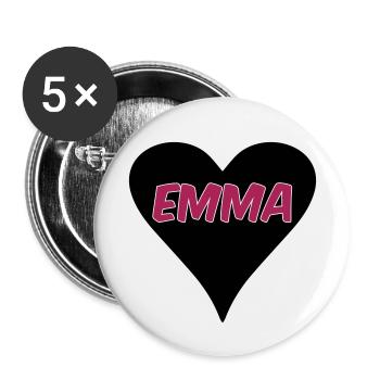 Amour Emma coeur cadeau - Lot de 5 petits badges (25 mm) - blanc - Devant