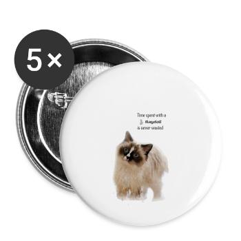 Time spent with a Ragdoll - gift idea - Buttons small 1''/25 mm (5-pack) - white - Front