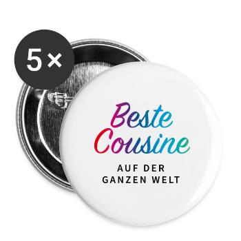 beste Cousine - Buttons klein 25 mm (5er Pack) - Weiß - Vorne