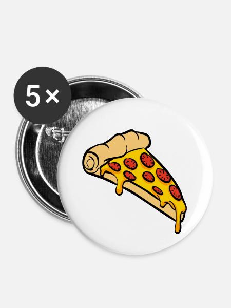 Pizza Slice Geschenk - Buttons klein 25 mm (5er Pack) - Weiß