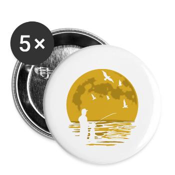Papa Vater und Sohn Angeln Angel Angler Geschenk - Buttons klein 25 mm (5er Pack) - Weiß - Vorne