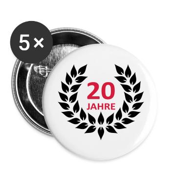 Lorbeerkranz - 20 Jahre - Buttons klein 25 mm (5er Pack) - Weiß - Vorne