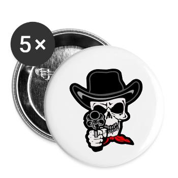 Cowboy Skull Skull Sheriff Wild West - Buttons small 1''/25 mm (5-pack) - white - Front
