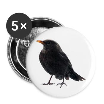 Amsel Drossel - Buttons klein 25 mm (5er Pack) - Weiß - Vorne