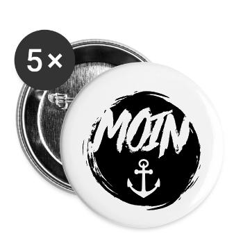 Moin Anker Norden Norddeutschland Hamburg Geschenk - Buttons klein 25 mm (5er Pack) - Weiß - Vorne