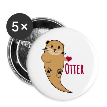 I'm His Otter Funny Animal T-Shirt Gift - Buttons small 1''/25 mm (5-pack) - white - Front