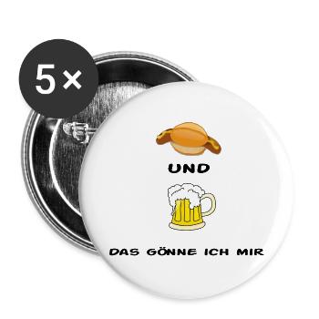 Bratwurst & beer - Buttons small 1''/25 mm (5-pack) - white - Front