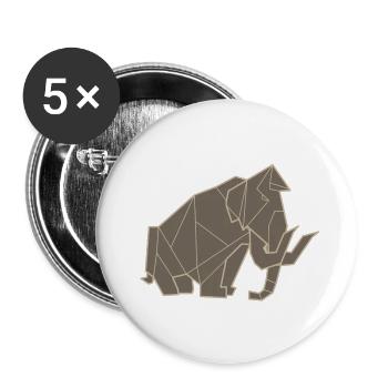 Origami Mammut - Buttons klein 25 mm (5er Pack) - Weiß - Vorne