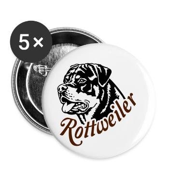 569 Rottweiler chien - Lot de 5 petits badges (25 mm) - blanc - Devant