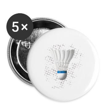 Federball - Badminton - Buttons klein 25 mm (5er Pack) - Weiß - Vorne