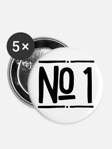 Nummer 1 - Buttons klein 25 mm (5er Pack) - Weiß