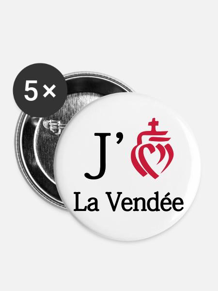 Ich mag die Vendée - Buttons klein 25 mm (5er Pack) - Weiß