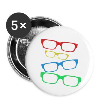 Design with colorful glasses with spectacle frame - Buttons small 1''/25 mm (5-pack) - white - Front