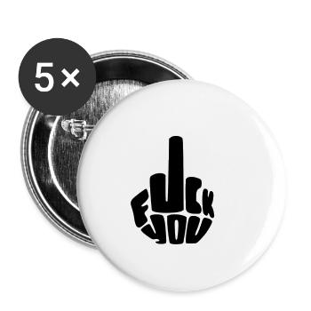 "Fuck You" Hand - Buttons klein 25 mm (5er Pack) - Weiß - Vorne
