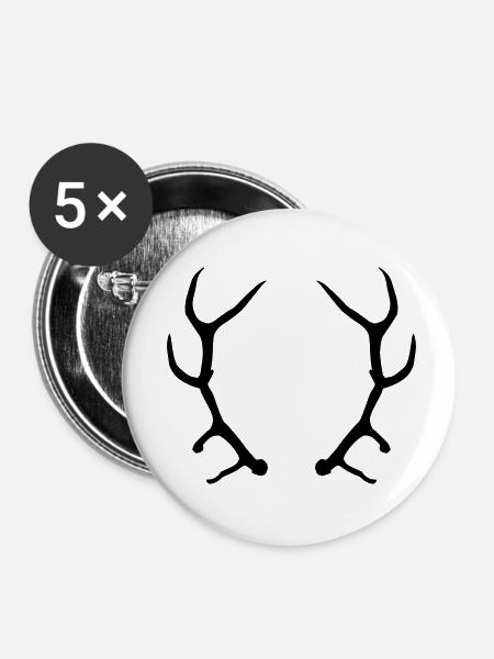 Geweih - Buttons klein 25 mm (5er Pack) - Weiß