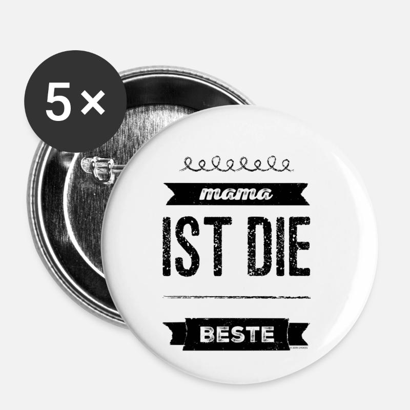 Mama ist die Beste - Buttons klein 25 mm (5er Pack) - Weiß