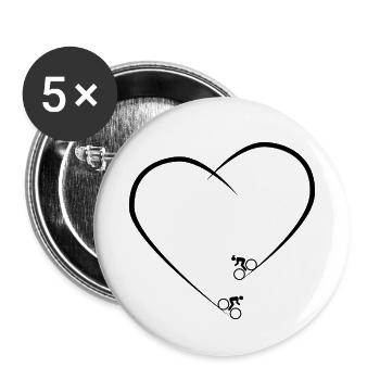 Bike MTB BMX Mountain Bike Downhill Bike Heart - Buttons small 1''/25 mm (5-pack) - white - Front