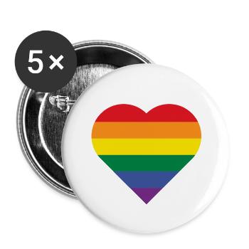 Regenbogen Herz - Buttons klein 25 mm (5er Pack) - Weiß - Vorne