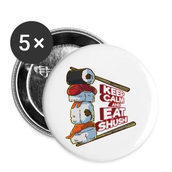 Sushi Fish Japanese Chopsticks Keep Calm Gift - Buttons small 1''/25 mm (5-pack) - white - Front