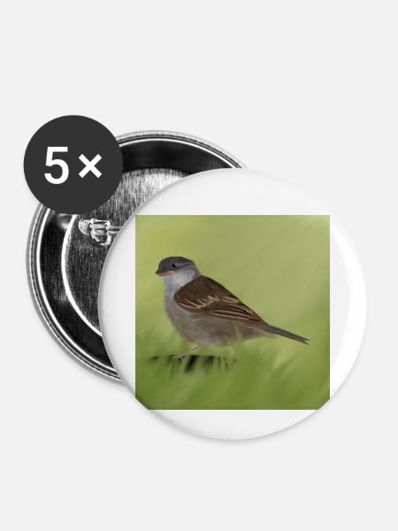 Spatz - Buttons klein 25 mm (5er Pack) - Weiß