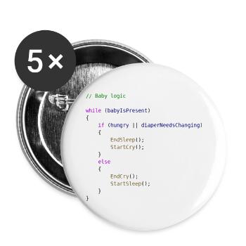 Baby logic programmer gift idea - Buttons small 1''/25 mm (5-pack) - white - Front