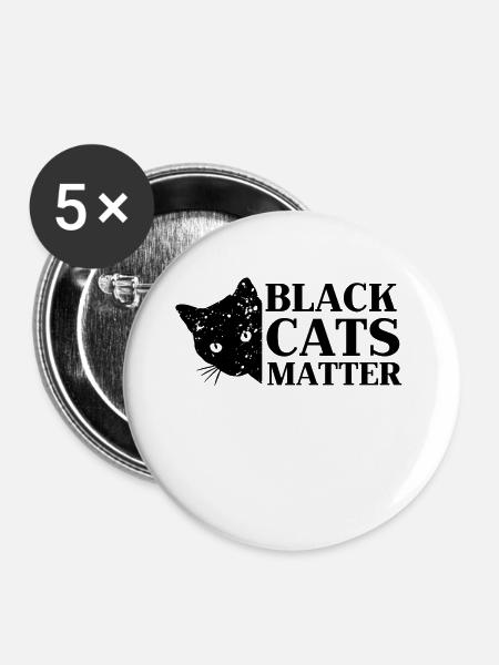 schwarze Katze - Buttons klein 25 mm (5er Pack) - Weiß