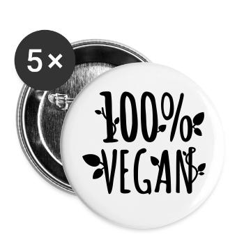 100 Stück vegan - Buttons klein 25 mm (5er Pack) - Weiß - Vorne